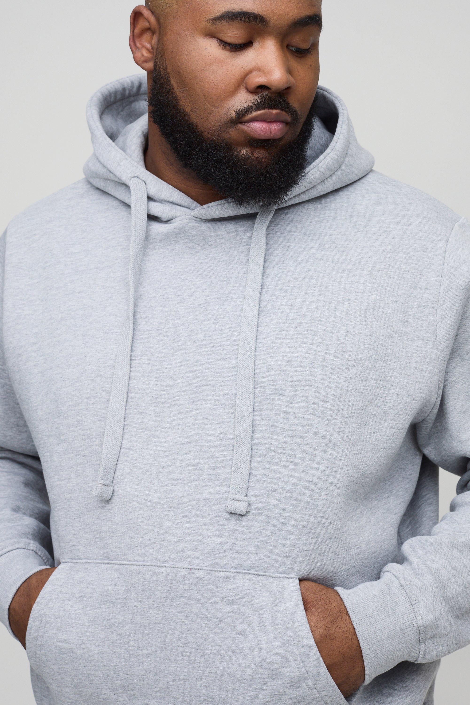 Plus Basic Hoodie In Grey Marl